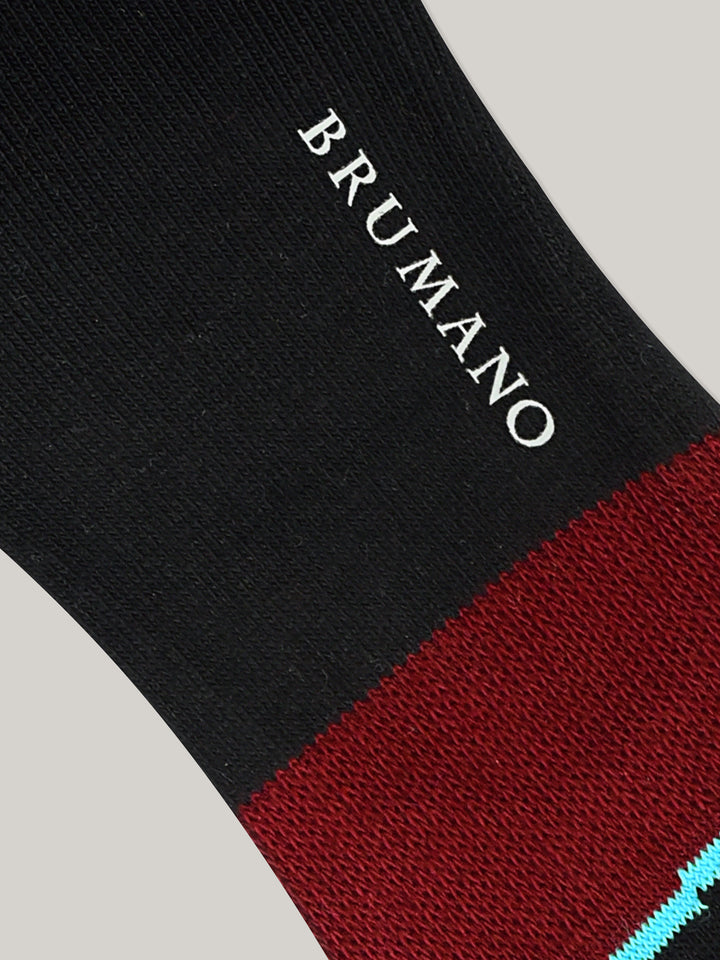 Black Multicolor Striped No-Show Socks Brumano Pakistan
