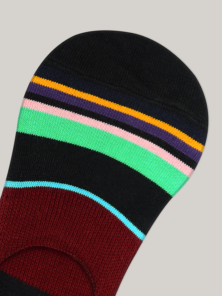 Black Multicolor Striped No-Show Socks Brumano Pakistan