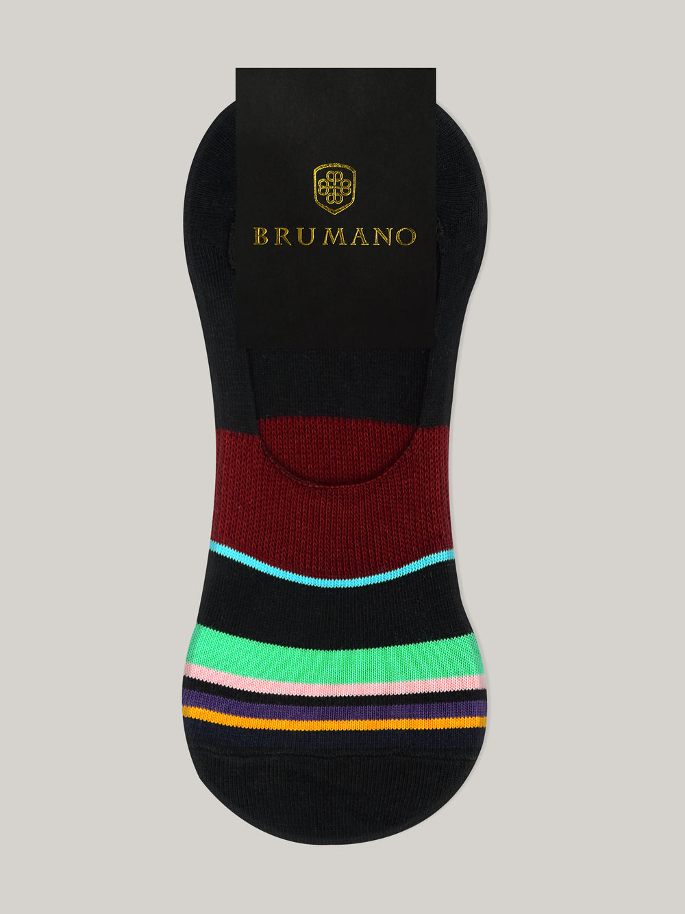 Black Multicolor Striped No-Show Socks