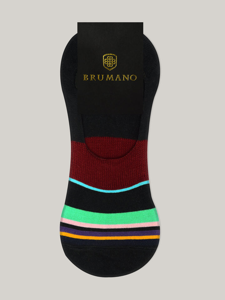 Black Multicolor Striped No-Show Socks Brumano Pakistan