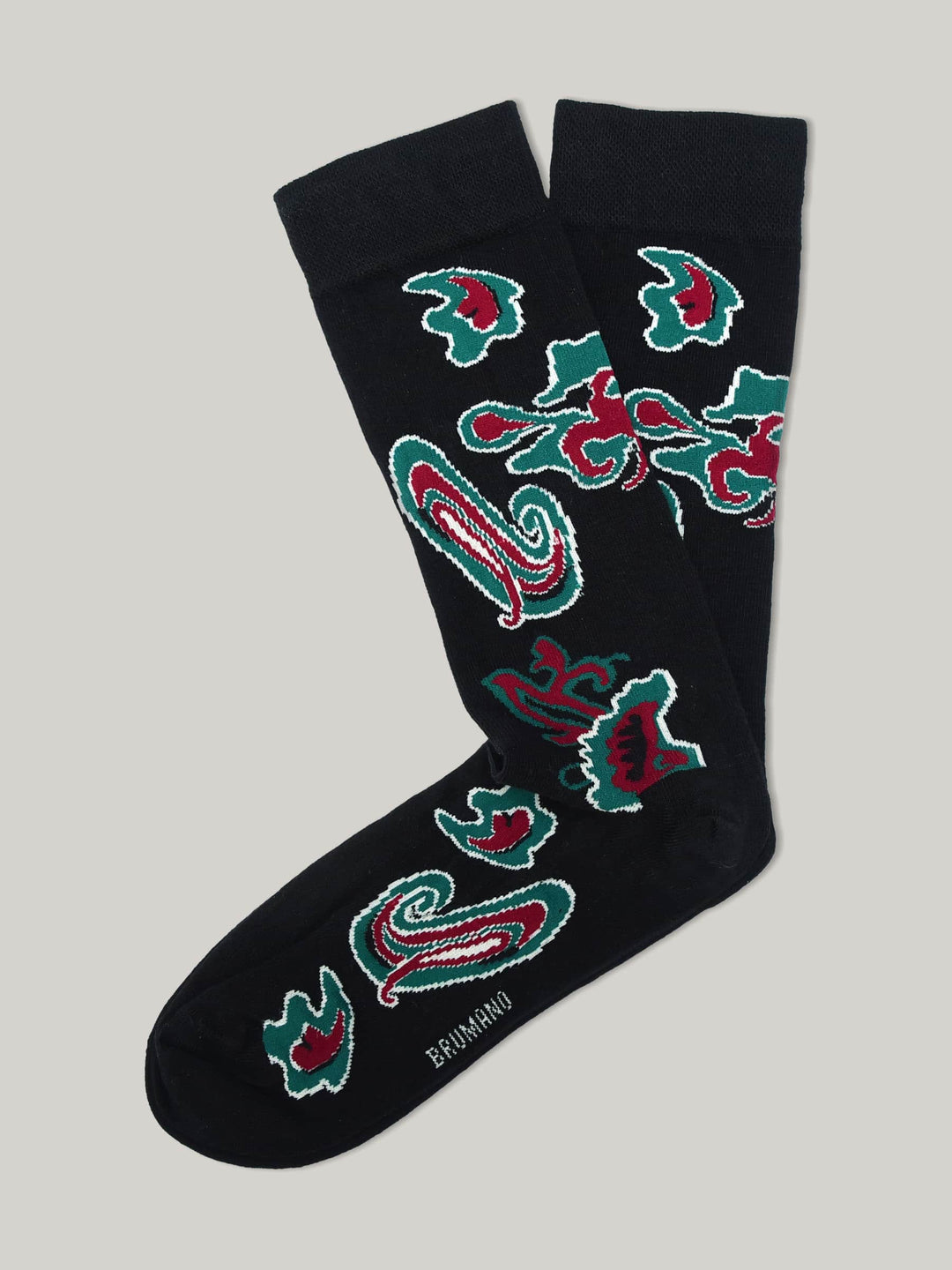 Black Paisley Patterned Cotton Socks Brumano Pakistan