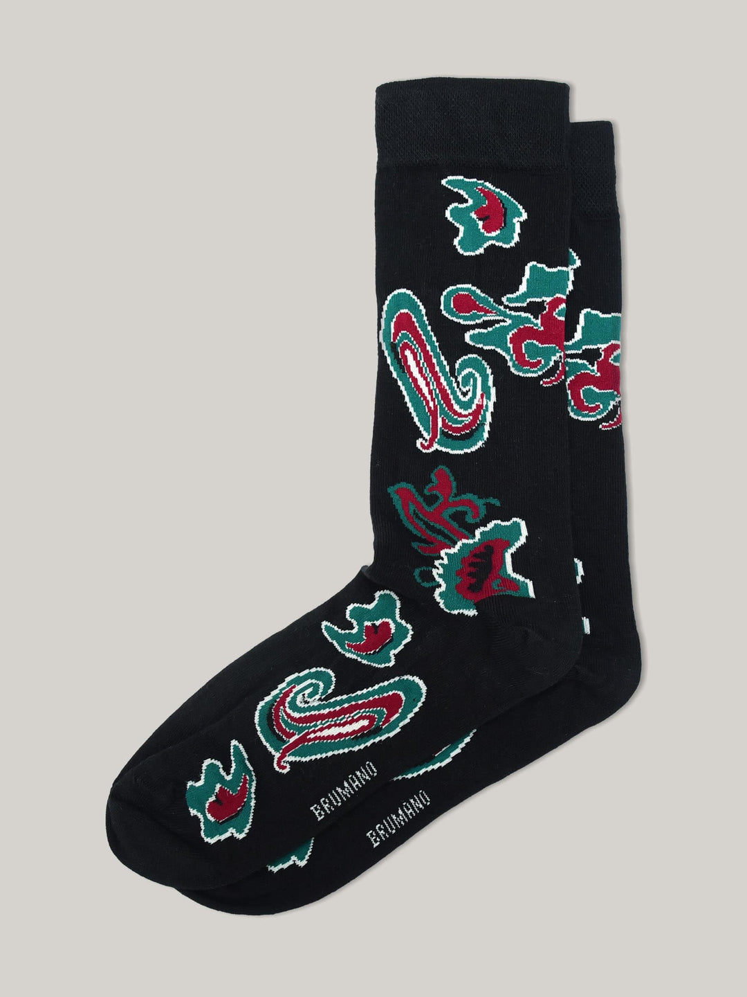 Black Paisley Patterned Cotton Socks Brumano Pakistan