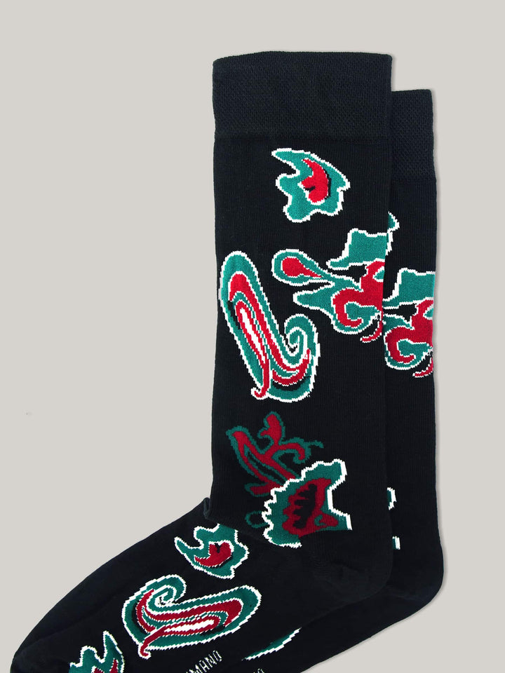 Black Paisley Patterned Cotton Socks Brumano Pakistan