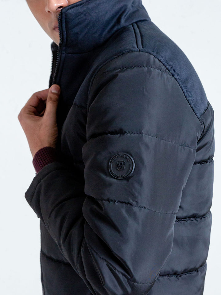 Black Puffer Jacket With Contrasting Yoke Brumano Pakistan