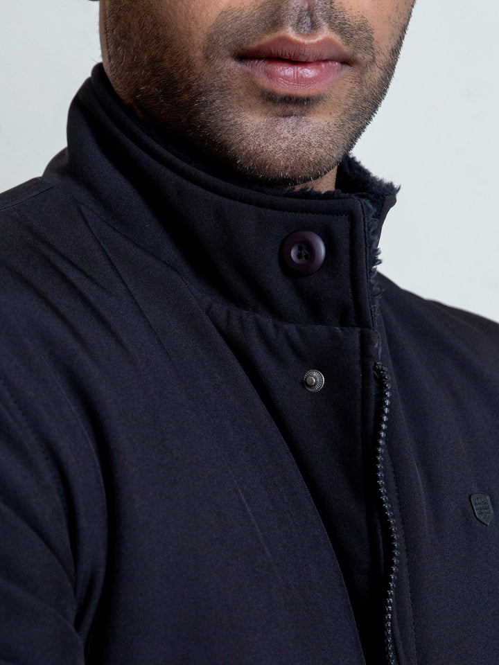 Black Quilted Long Coat Jacket - Limited Edition Brumano Pakistan