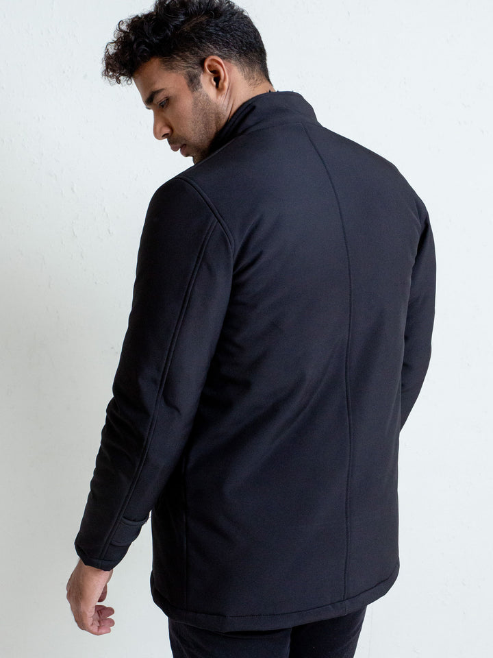 Black Quilted Long Coat Jacket - Limited Edition Brumano Pakistan