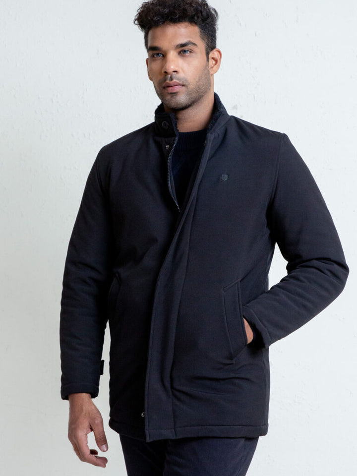 Black Quilted Long Coat Jacket - Limited Edition Brumano Pakistan