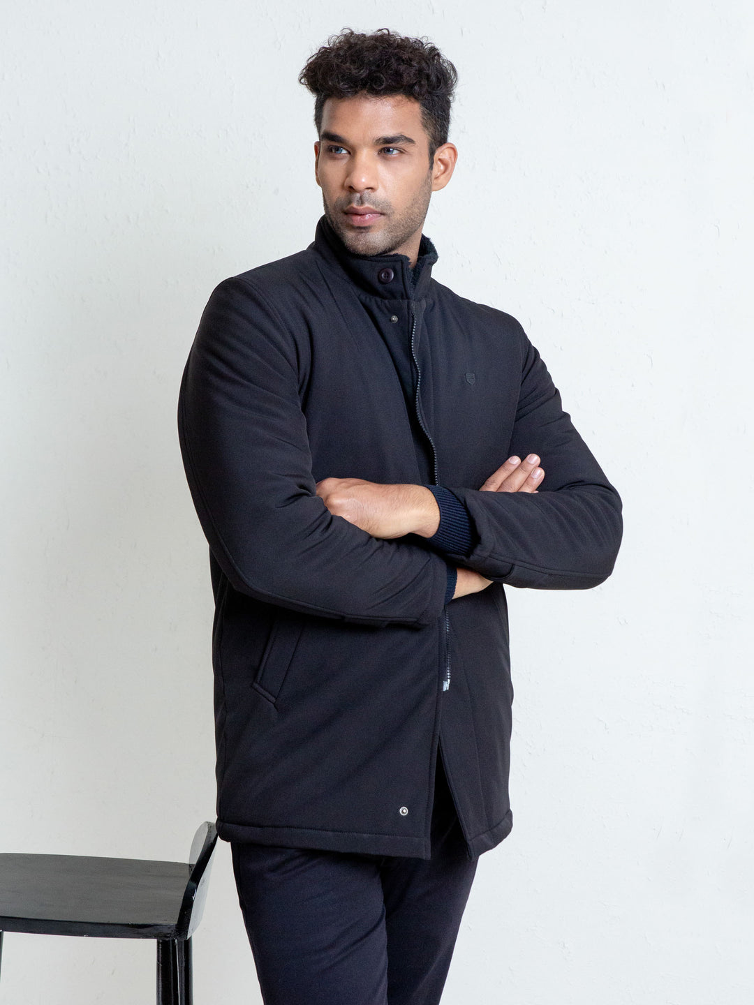 Black Quilted Long Coat Jacket - Limited Edition Brumano Pakistan