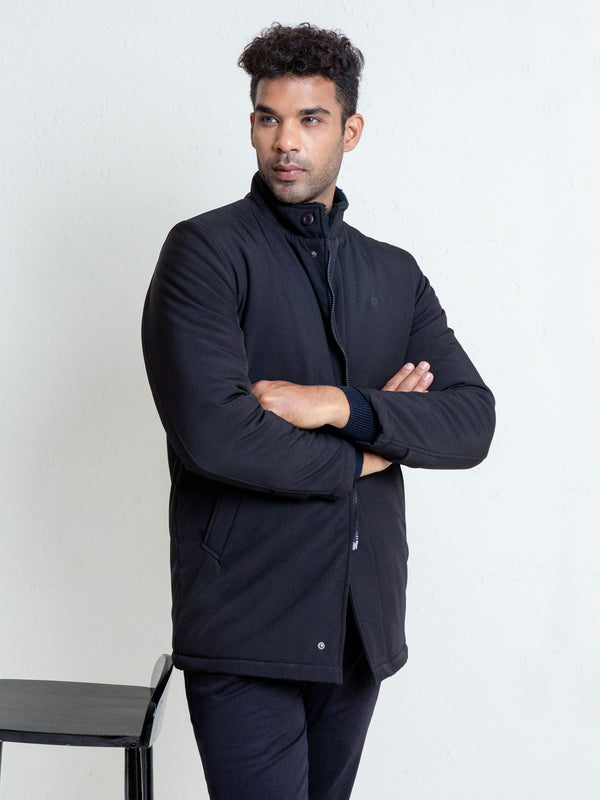 Black Quilted Long Coat Jacket - Limited Edition Brumano Pakistan