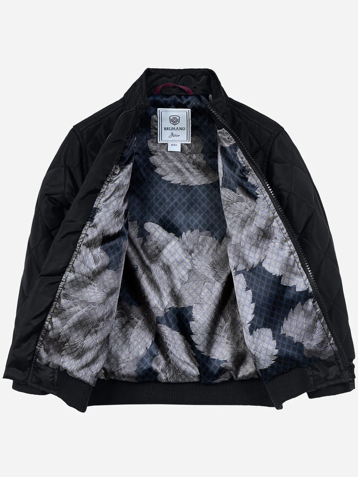 Black Quilted Mock Neck Casual Jacket Brumano Pakistan