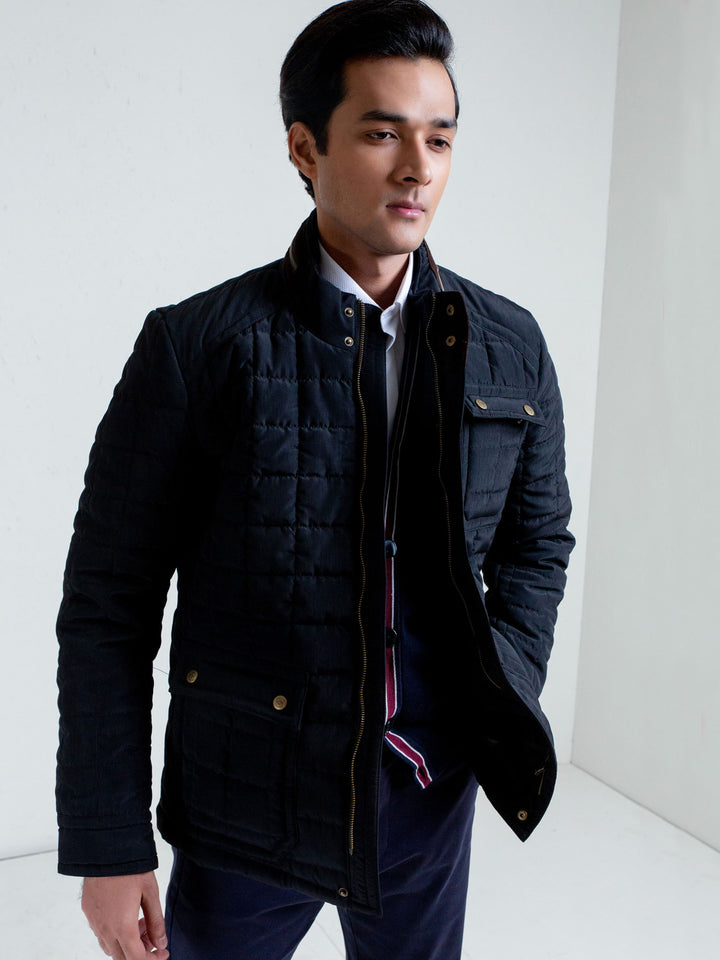 Black Quilted Sporty Coat Jacket Brumano Pakistan