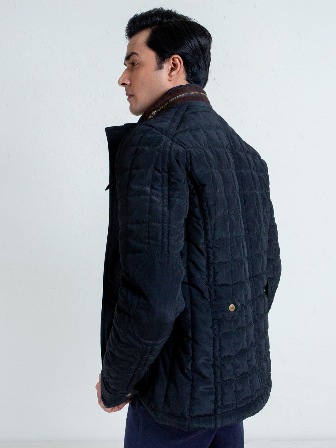 Black Quilted Sporty Coat Jacket Brumano Pakistan