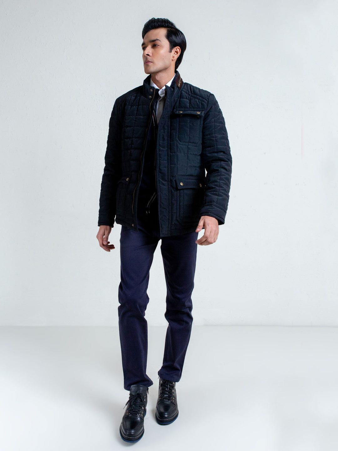 Black Quilted Sporty Coat Jacket Brumano Pakistan