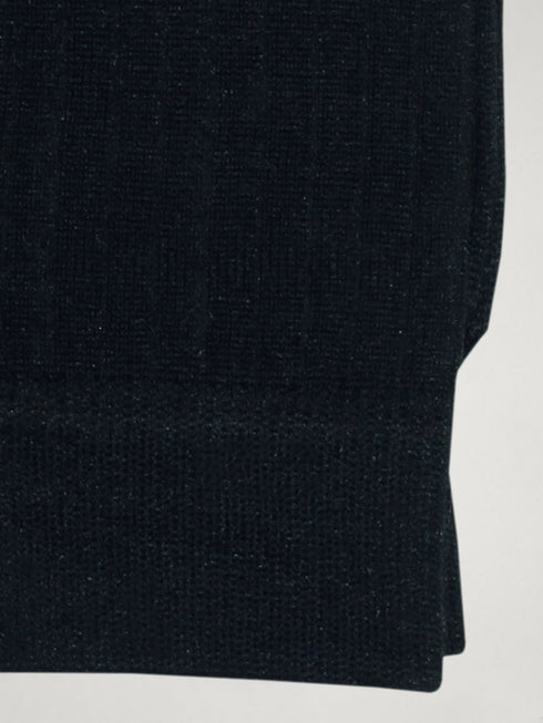 Black Ribbed Mercerized Socks