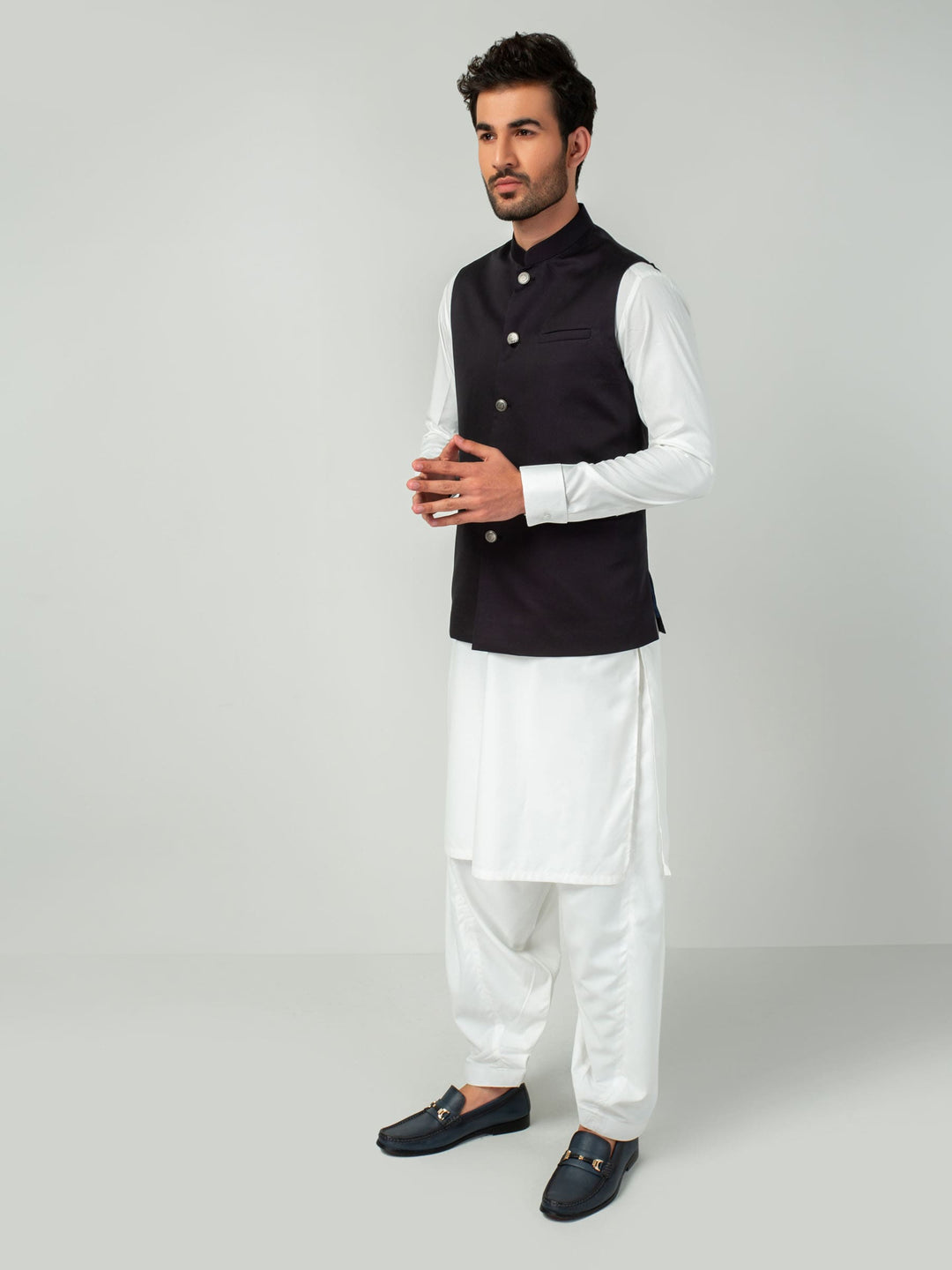 Black Satin Waistcoat Brumano Pakistan