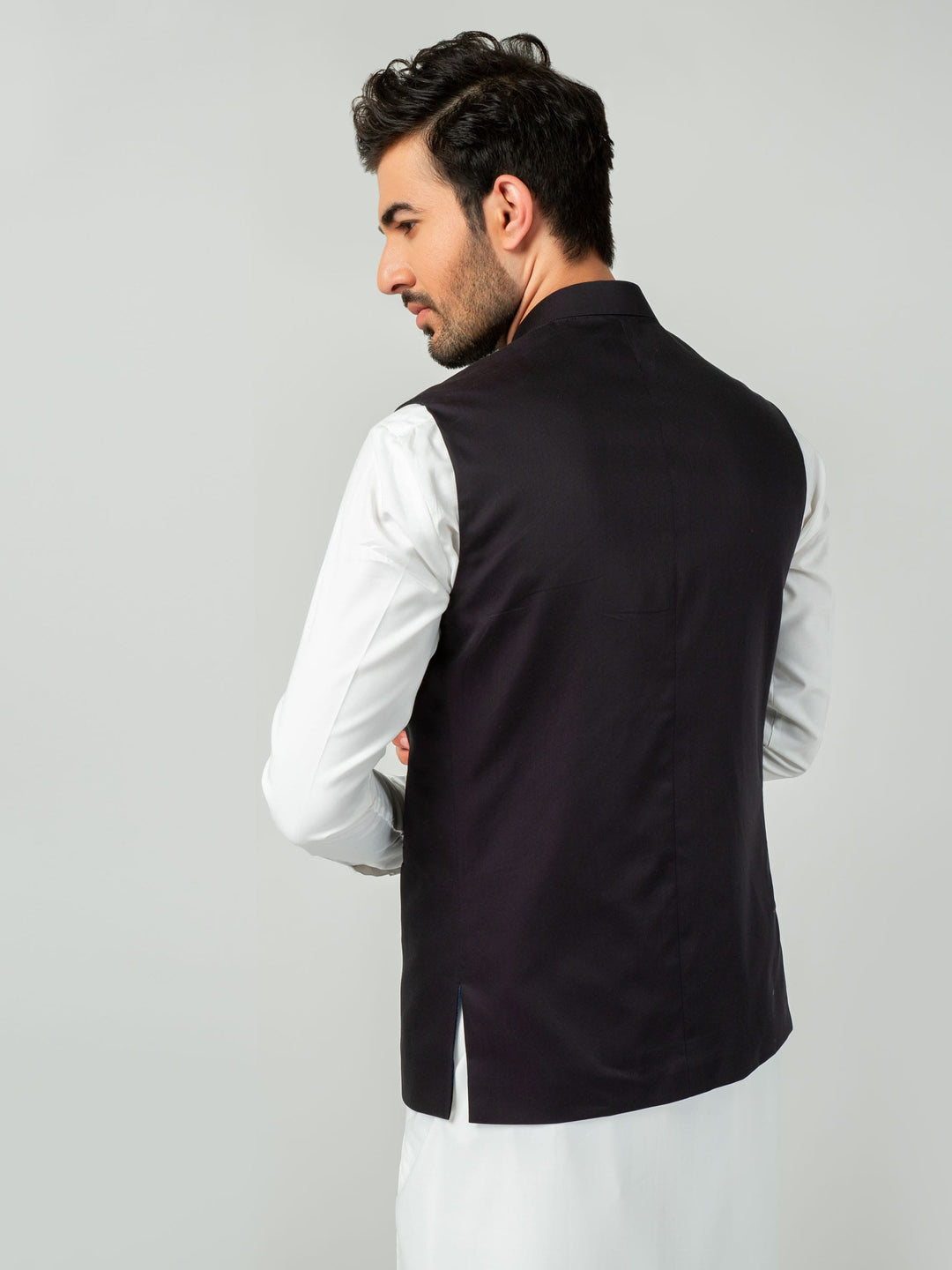 Black Satin Waistcoat Brumano Pakistan