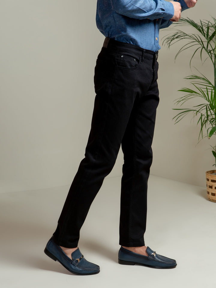 Black Slub Five Pocket Slim Fit Trouser Brumano Pakistan