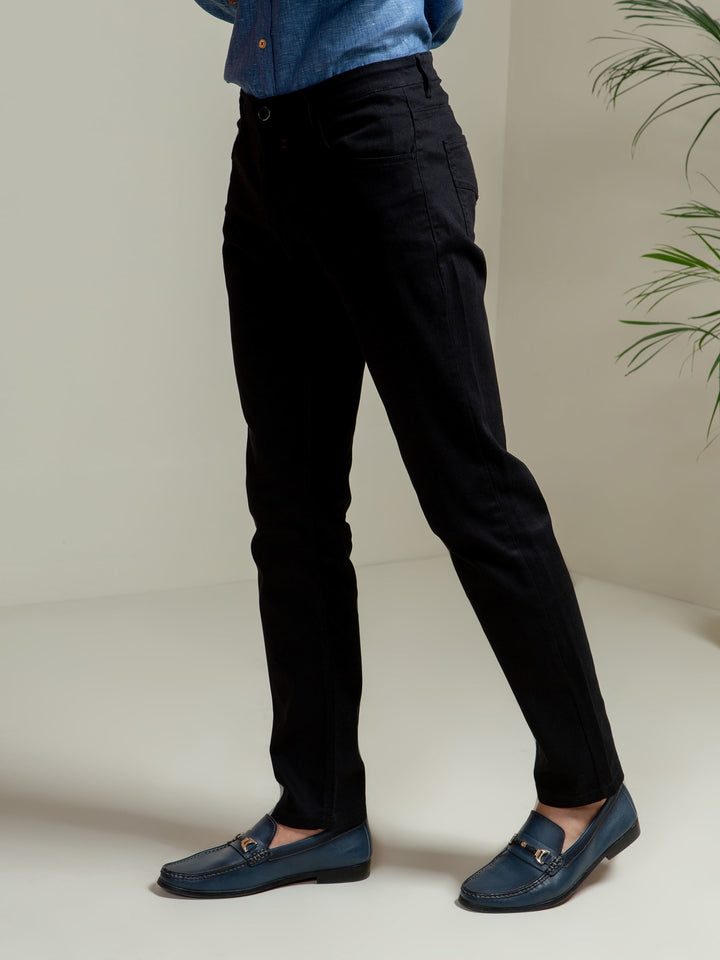 Black Slub Five Pocket Slim Fit Trouser Brumano Pakistan