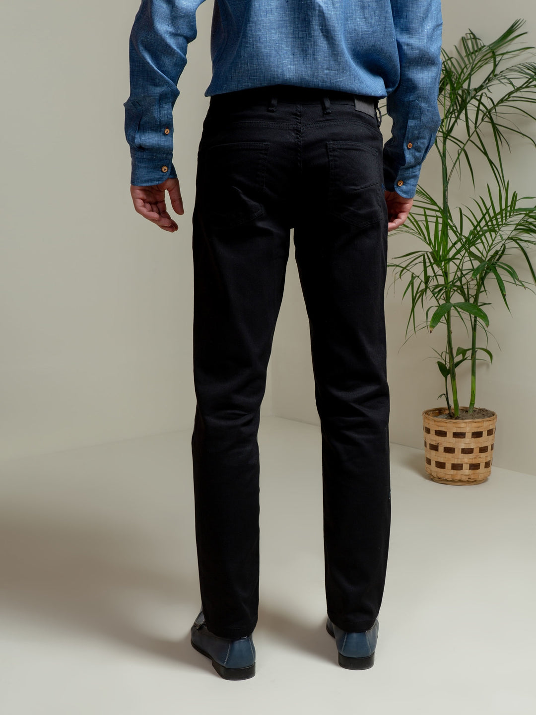 Black Slub Five Pocket Slim Fit Trouser Brumano Pakistan