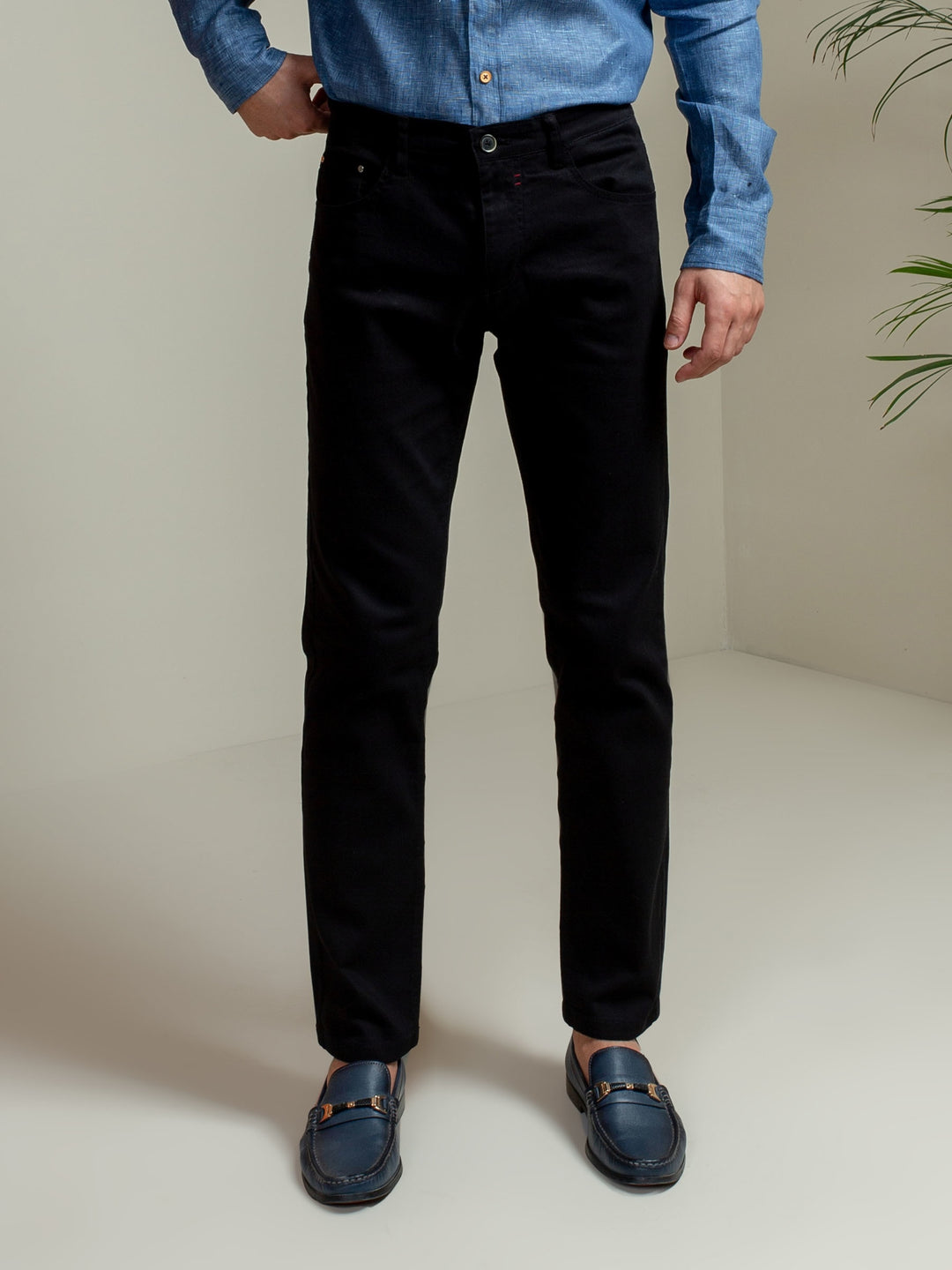 Black Slub Five Pocket Slim Fit Trouser Brumano Pakistan