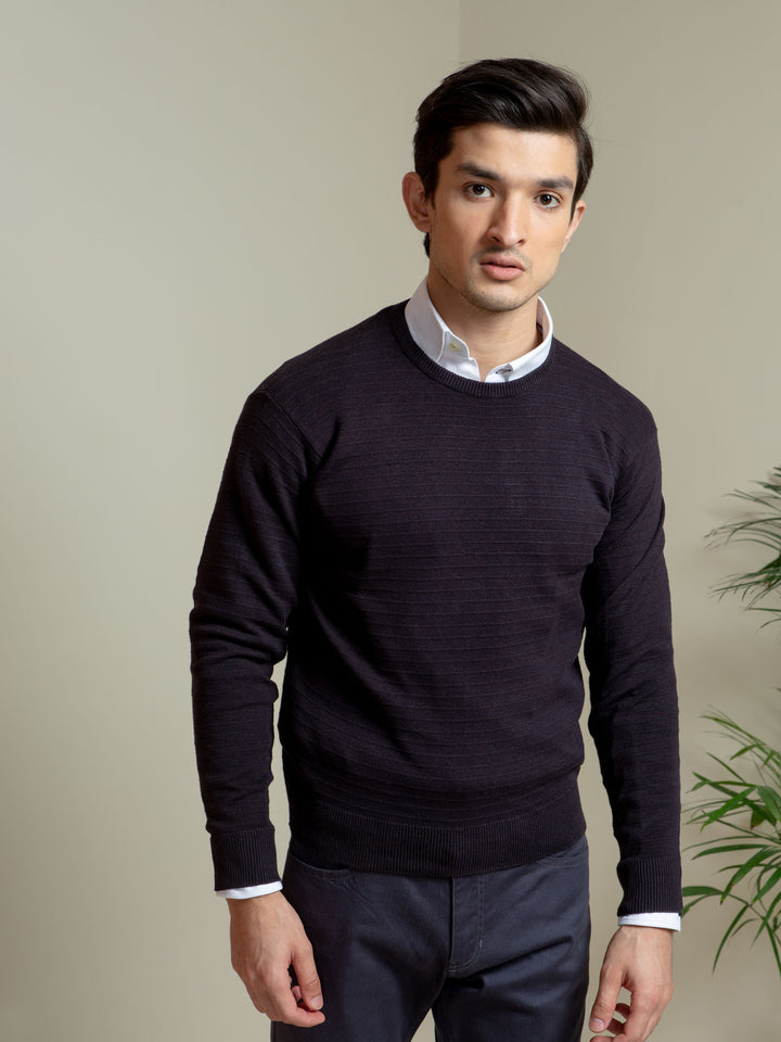 Black Striped Crew Neck Jumper Brumano Pakistan