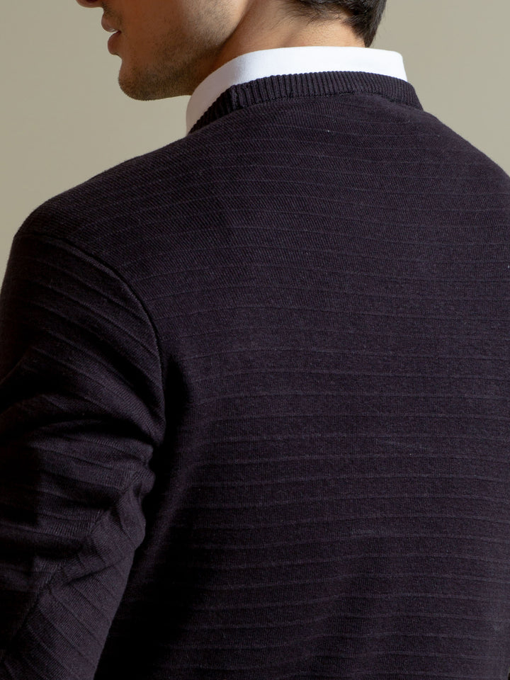 Black Striped Crew Neck Jumper Brumano Pakistan