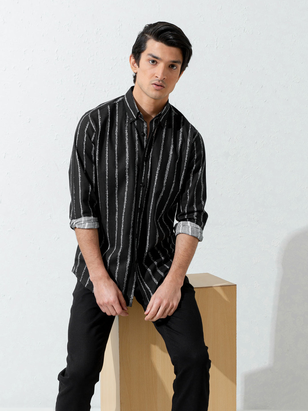 Black Striped Shirt Brumano Pakistan