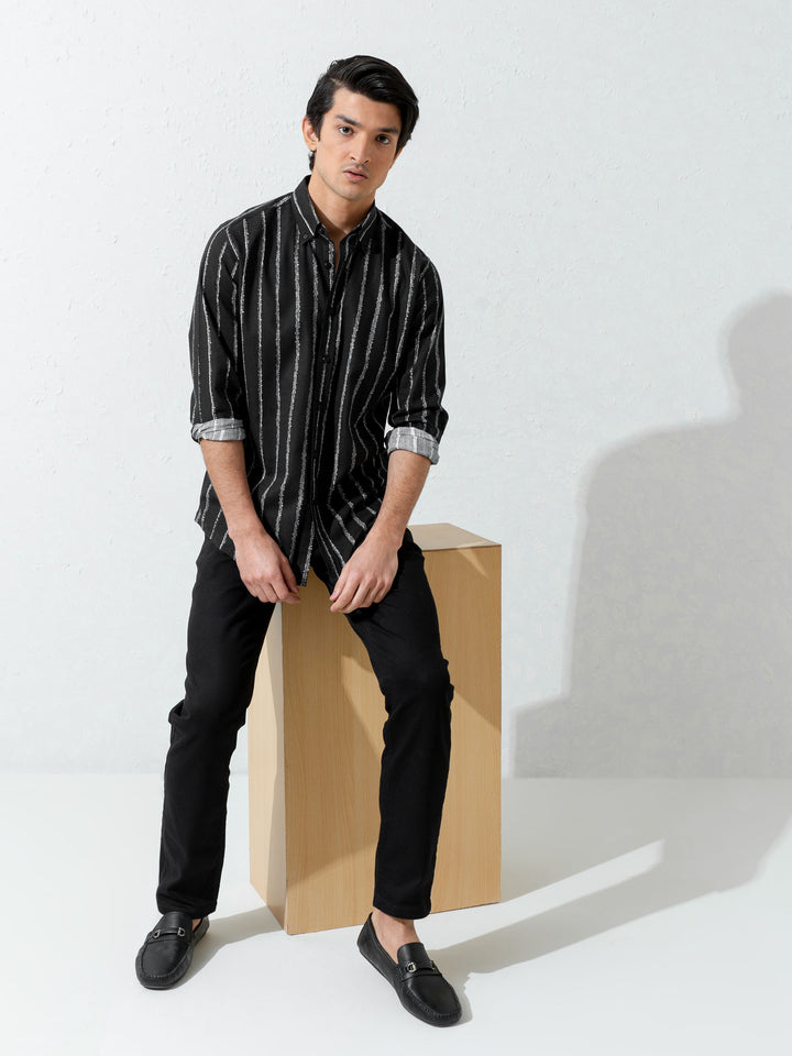 Black Striped Shirt Brumano Pakistan