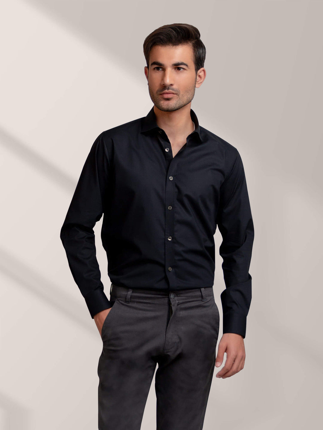 Black Super Fine Formal Shirt Brumano Pakistan