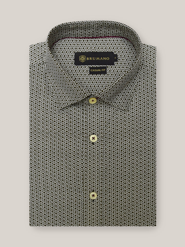 Black & White Geometric Printed Shirt Brumano Pakistan
