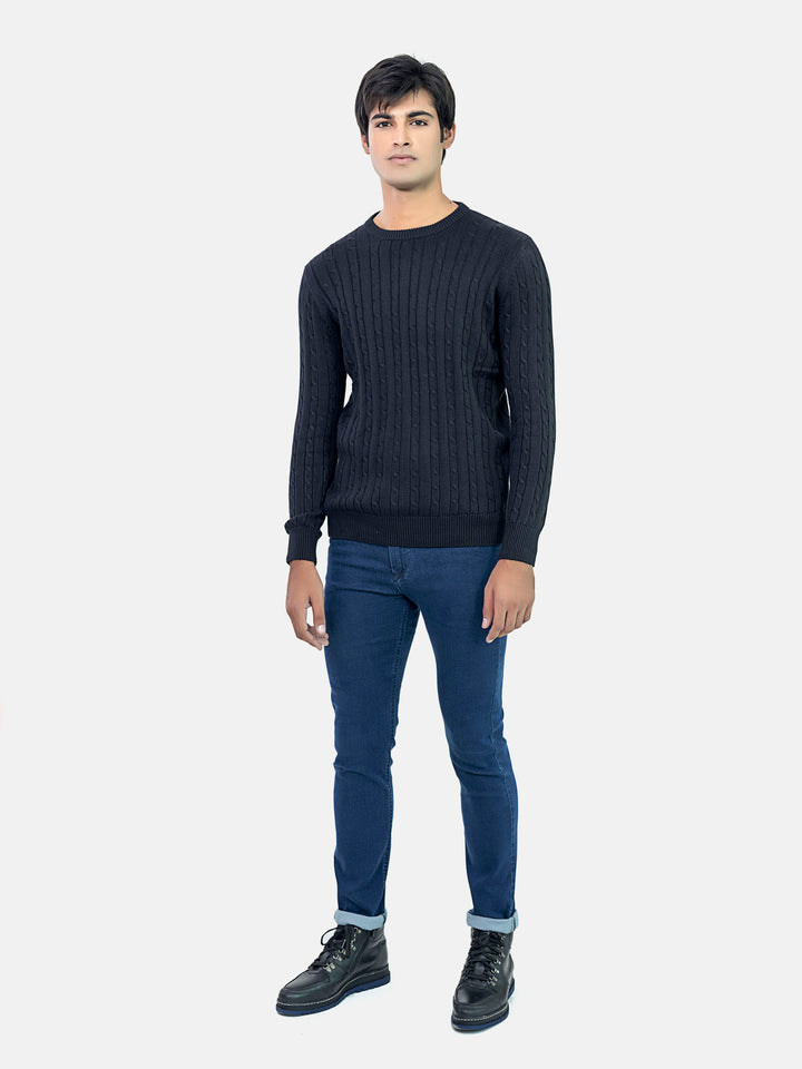 Black Cable Knitted Jumper Brumano Pakistanv