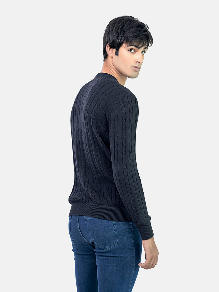 Black Cable Knitted Jumper Brumano Pakistan