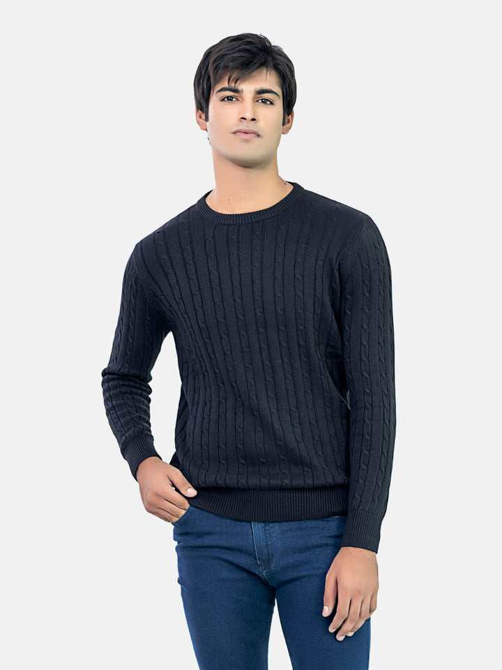 Black Cable Knitted Jumper Brumano Pakistan