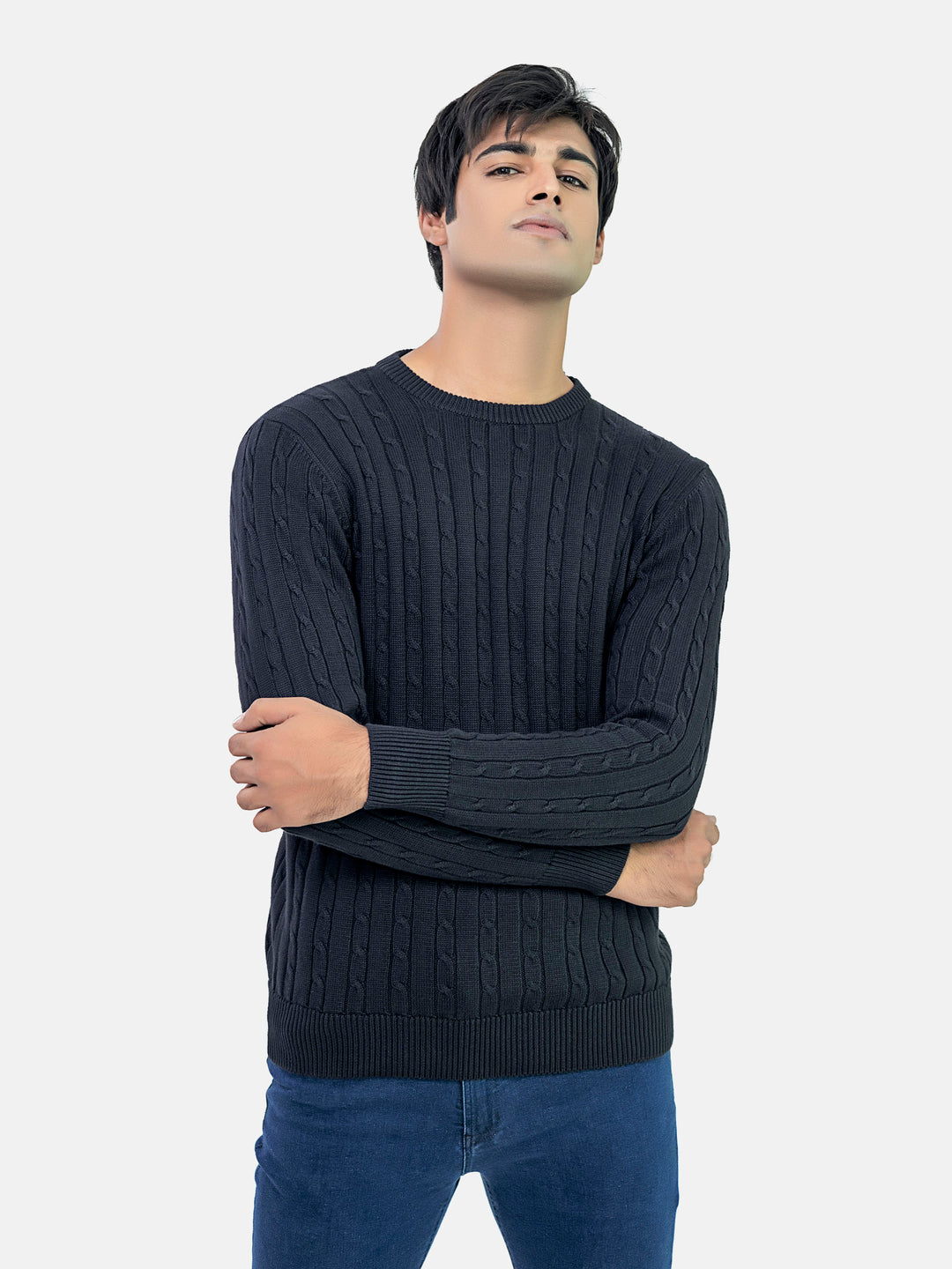 Black Cable Knitted Jumper Brumano Pakistan
