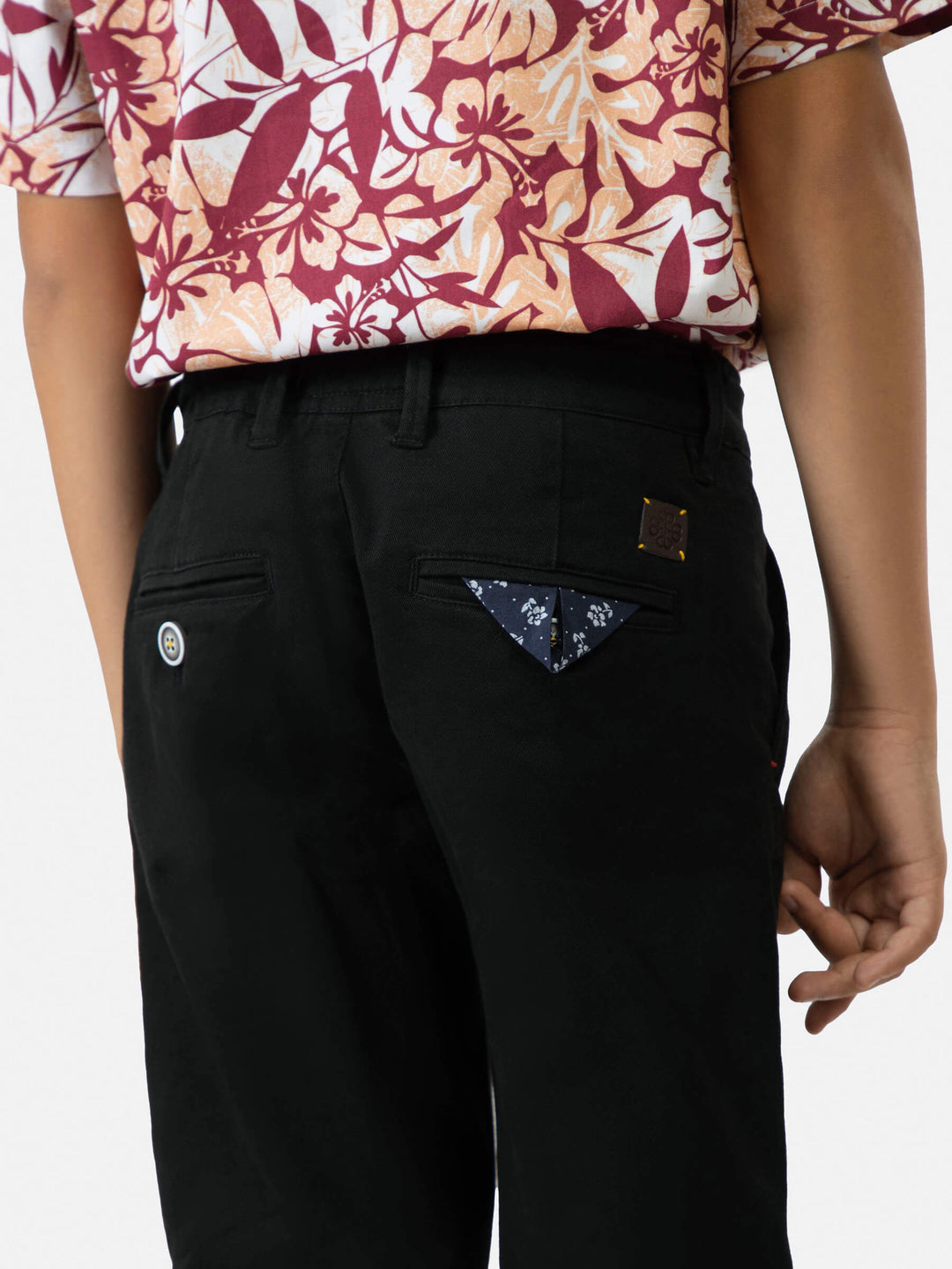 Black Casual Chino With Back Detailing