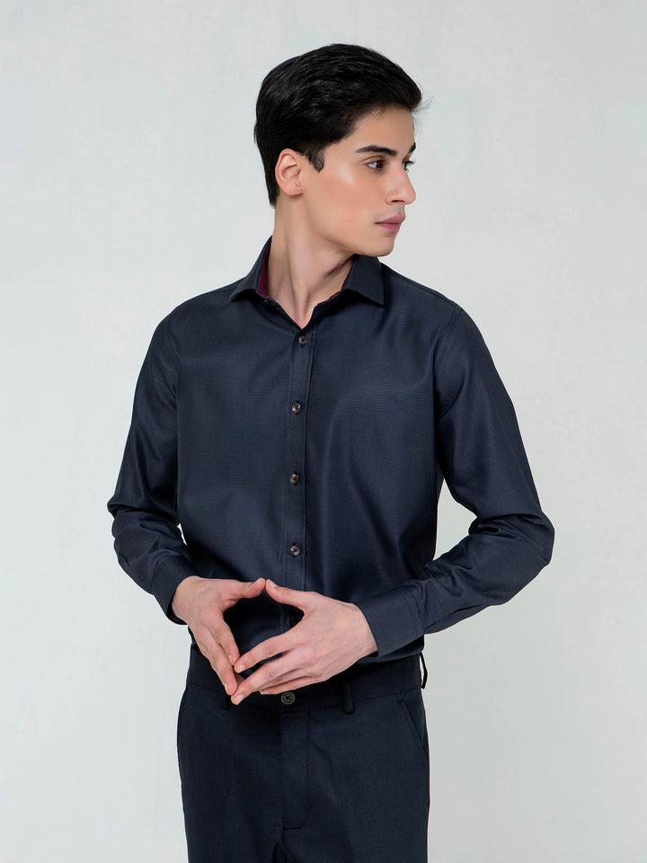 Black Dobby Structured Formal Shirt Brumano Pakistan