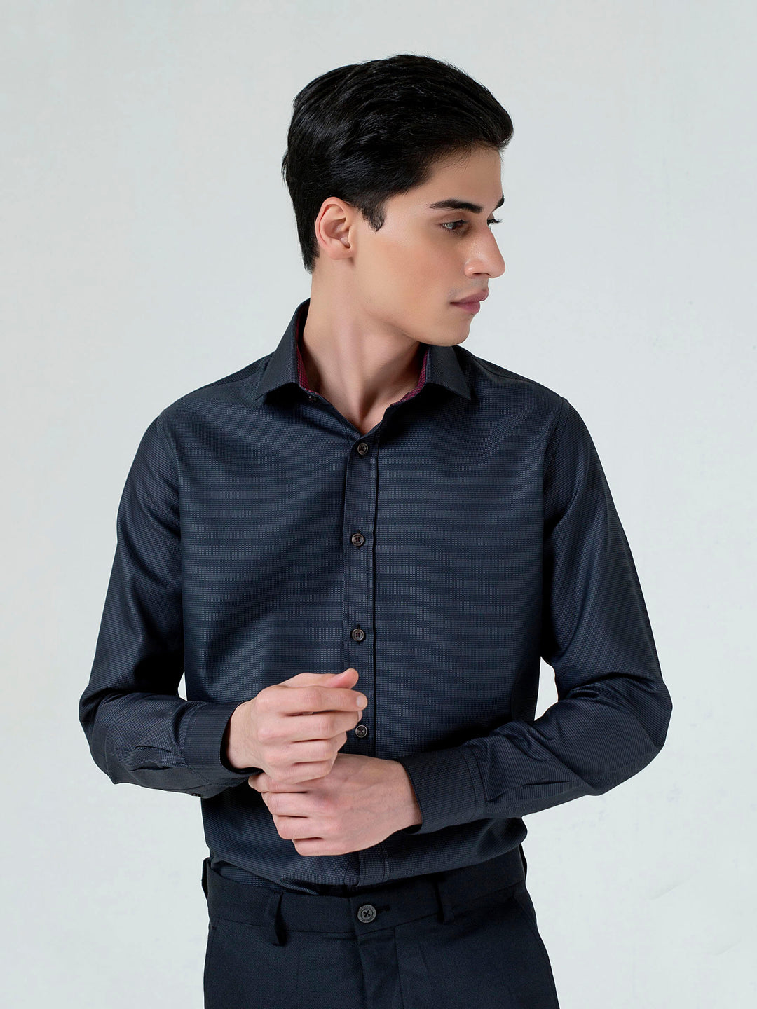 Black Dobby Structured Formal Shirt Brumano Pakistan