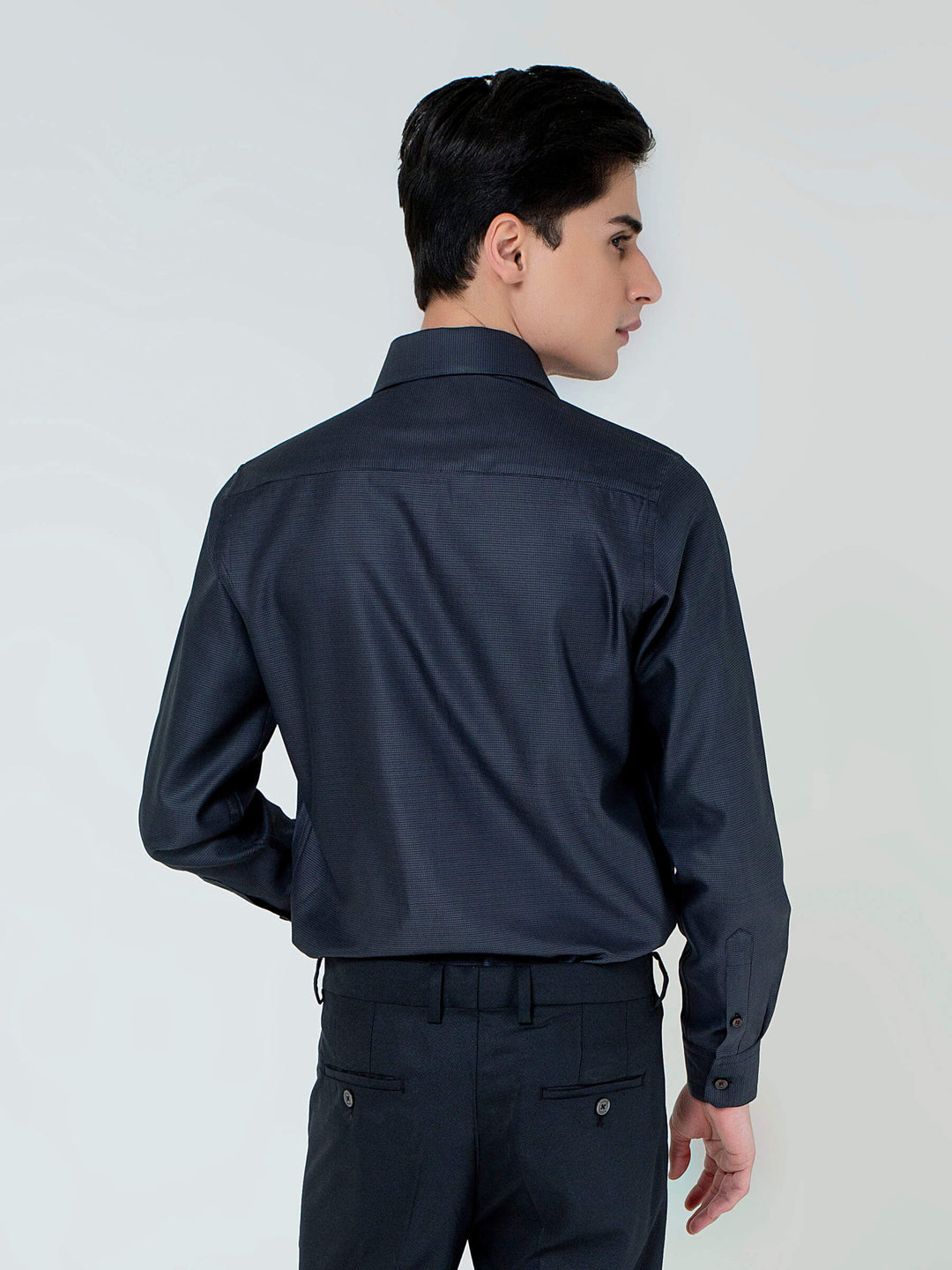 Black Dobby Structured Formal Shirt Brumano Pakistan