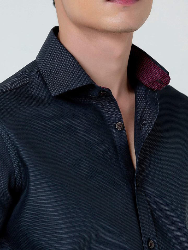 Black Dobby Structured Formal Shirt Brumano Pakistan
