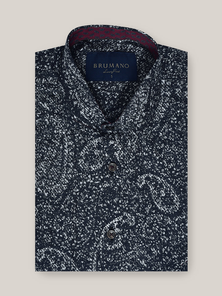 Black Large Paisley Printed shirt Brumano Pakistan 