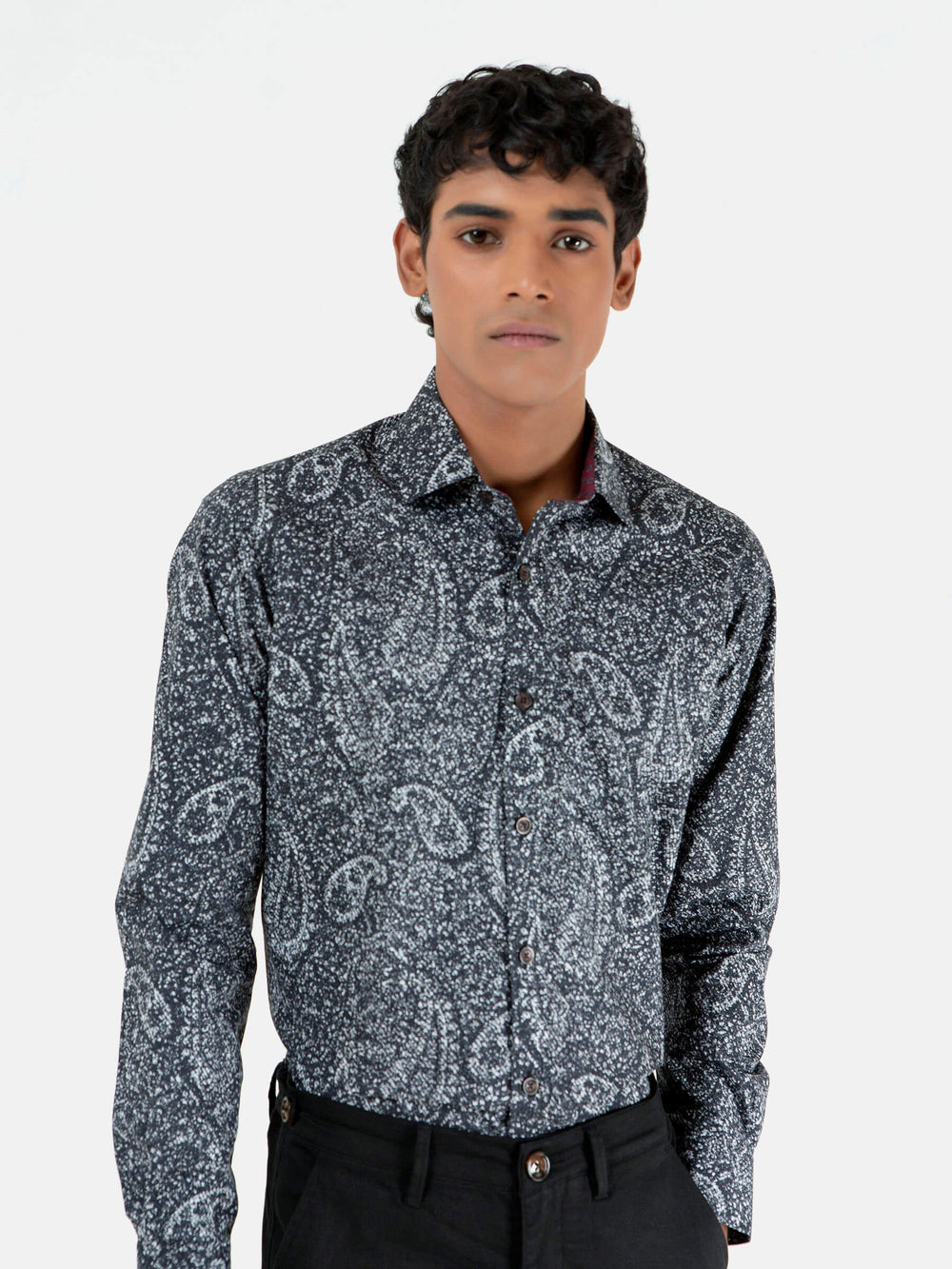 Black Large Paisley Printed shirt