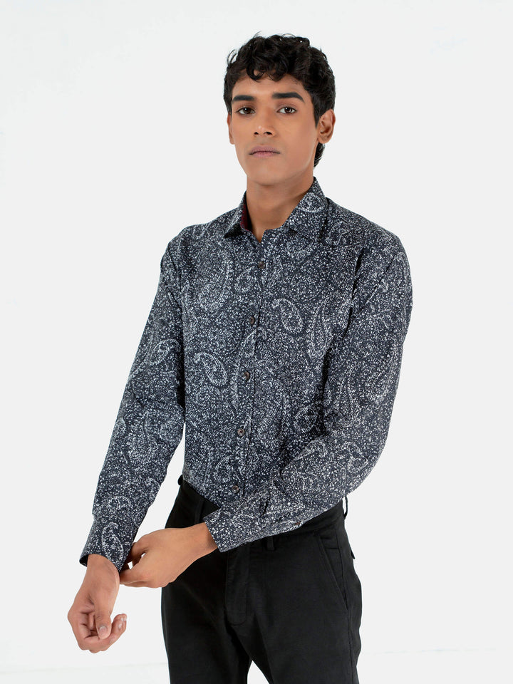 Black Large Paisley Printed shirt Brumano Pakistan