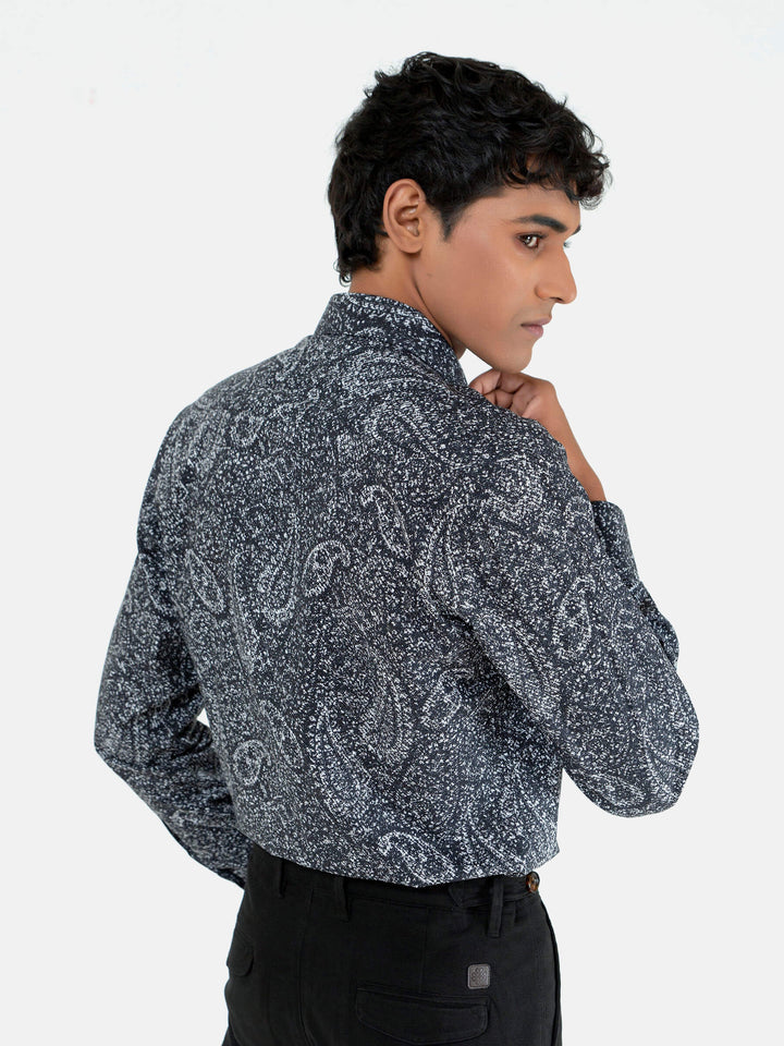 Black Large Paisley Printed shirt Brumano Pakistan