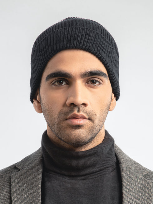 Black Melange Beanie Cap Brumano Pakistan