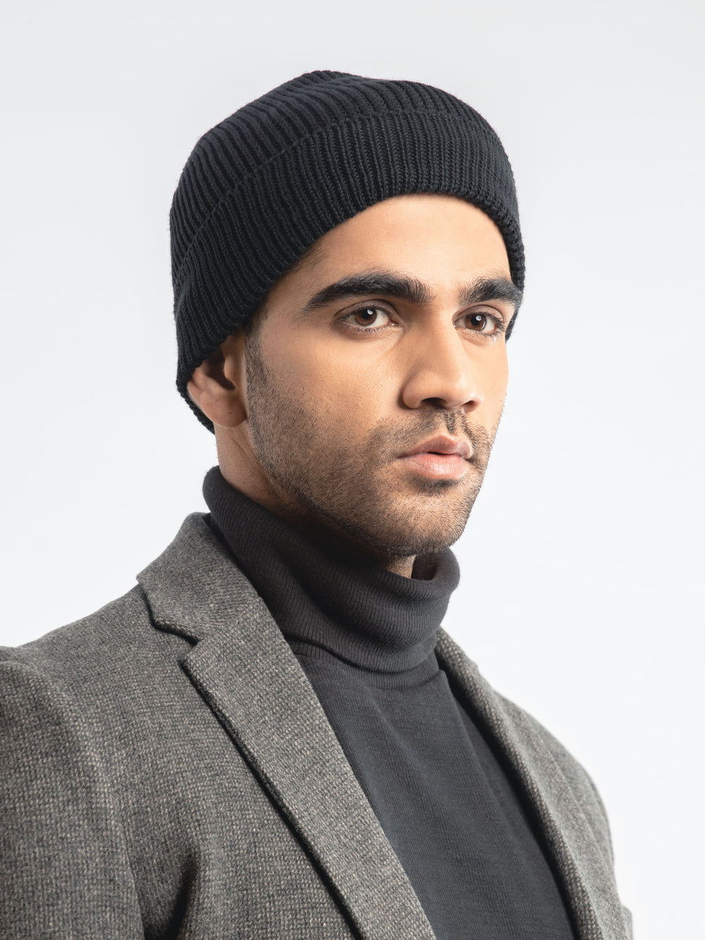 Black Melange Beanie Cap