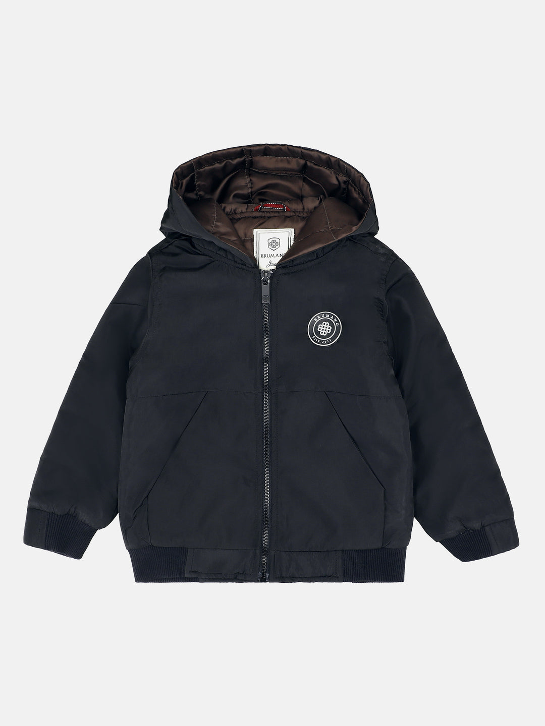Black Quilted Casual Jacket With Hoodie Brumano Pakistan