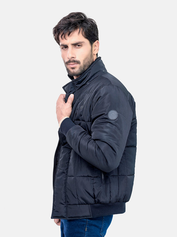 Black Quilted Puffer Jacket With Detachable Hoodie Brumano Pakistan
