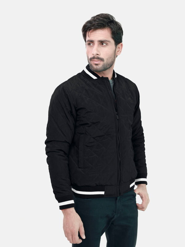 Black Quilted Sporty Bomber Jacket Brumano Pakistan