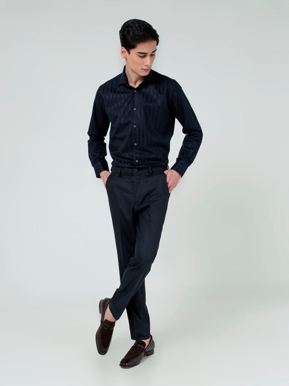 Black Striped Formal Shirt