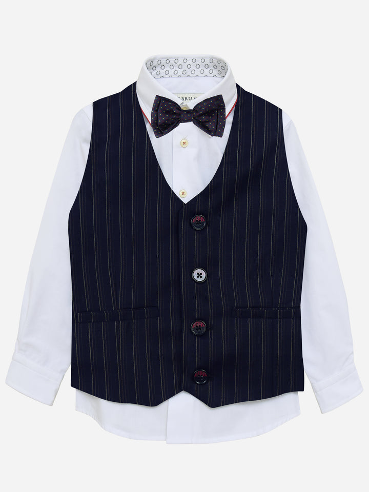Black Striped Suit Vest With Printed Bow Brumano Pakistan